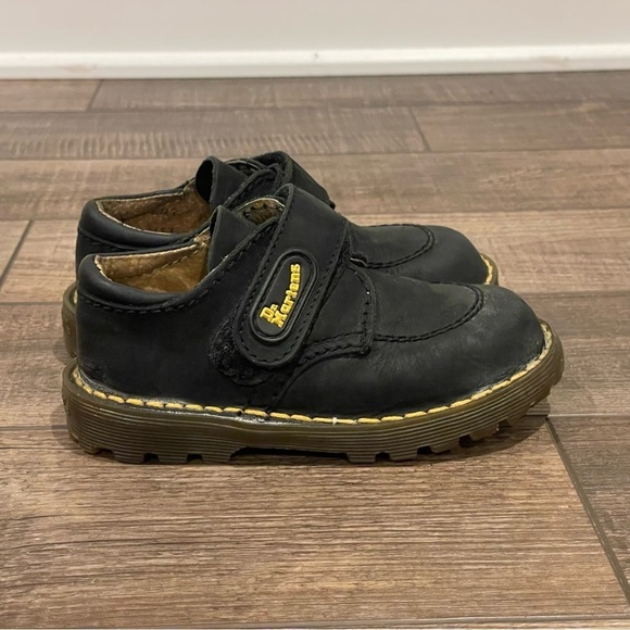 Dr. Martens Toddler Black Leather Suede Hook & Loop SZ UK 8 US 9 England - Picture 3 of 13